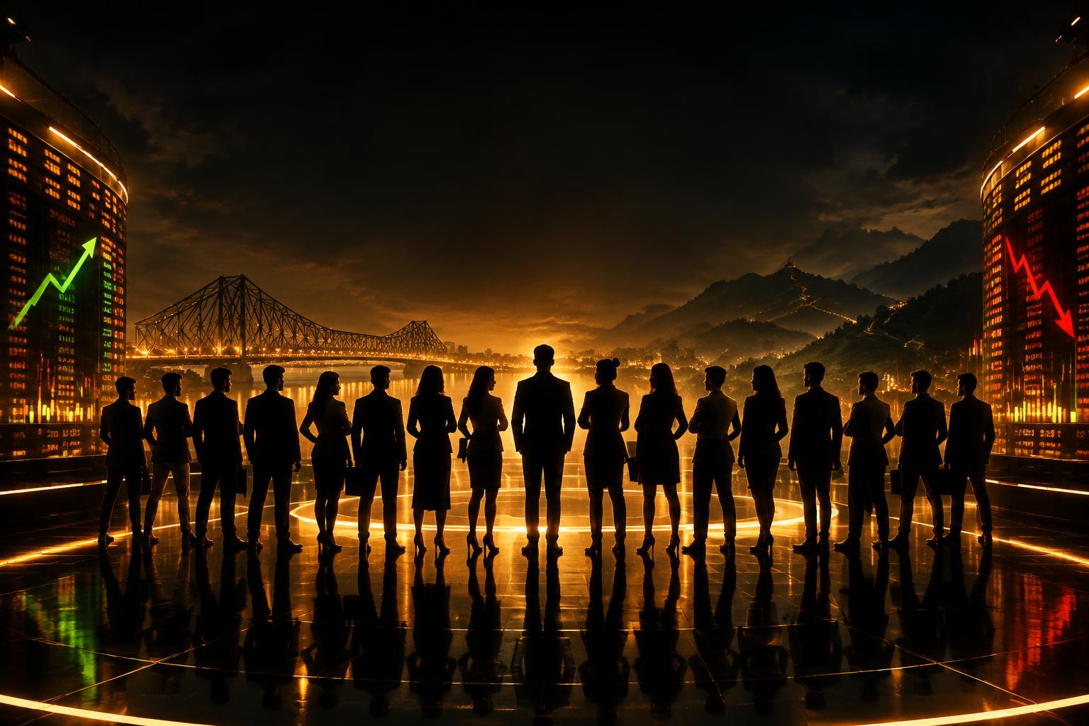 Sixteen contestants on the Recruitment Exchange stage